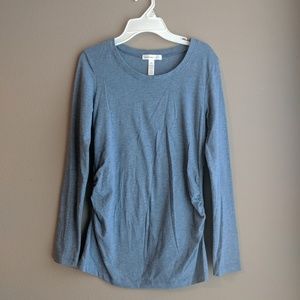Long sleeve blue maternity top